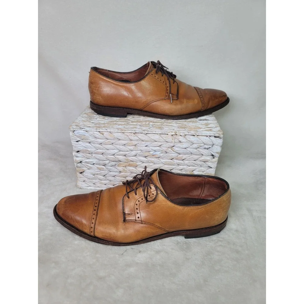 Allen Edmonds Boulevard Brown Leather Cap Toe Brogue Oxford Shoes 12D Business